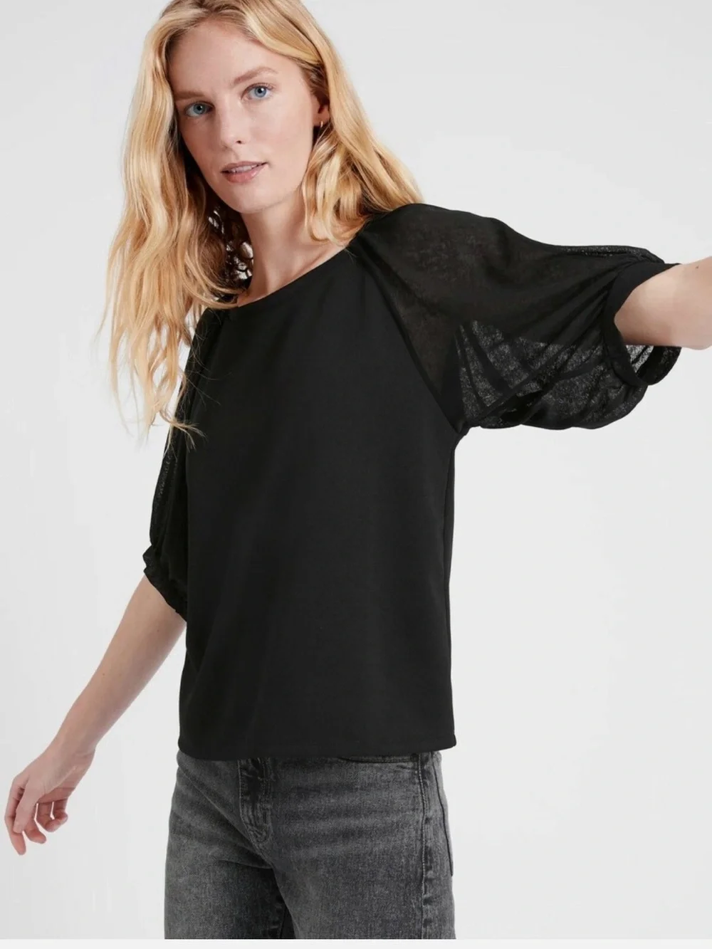 Banana Republic Black Balloon-Sleeve Blouse